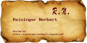 Reininger Norbert névjegykártya